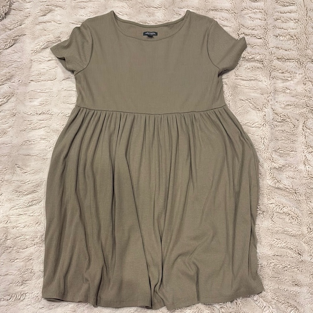 Wild Fable Green Mini Sundress with Crew Neck